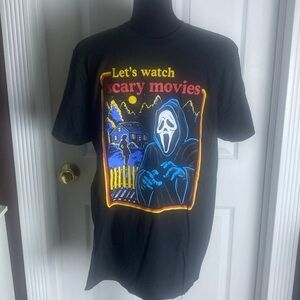 Ghost Face Icon of Halloween Let’s Watch Scary Movies Black Tee Unisex L NWOT